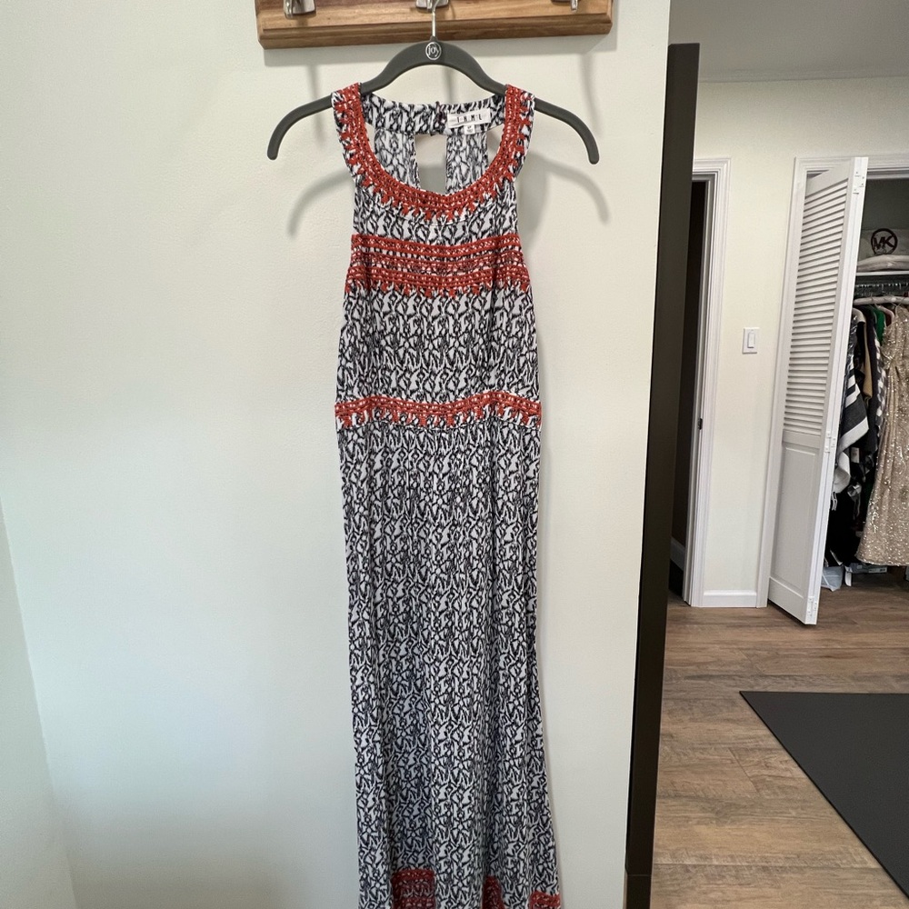 Elegant Black and Red Patterned Maxi Dress
